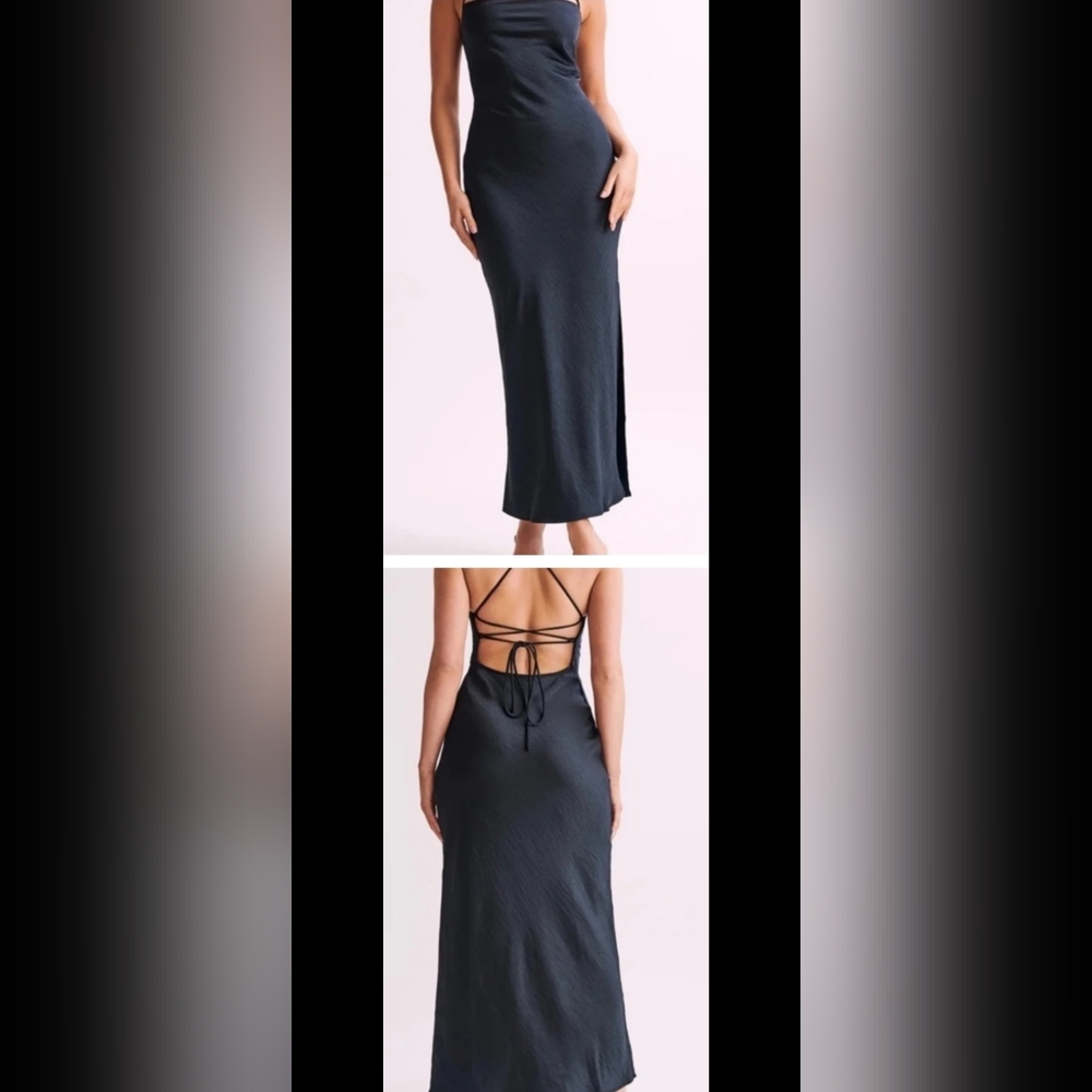 Meshki Black Sheath Cocktail Dress Sleeveless Halter